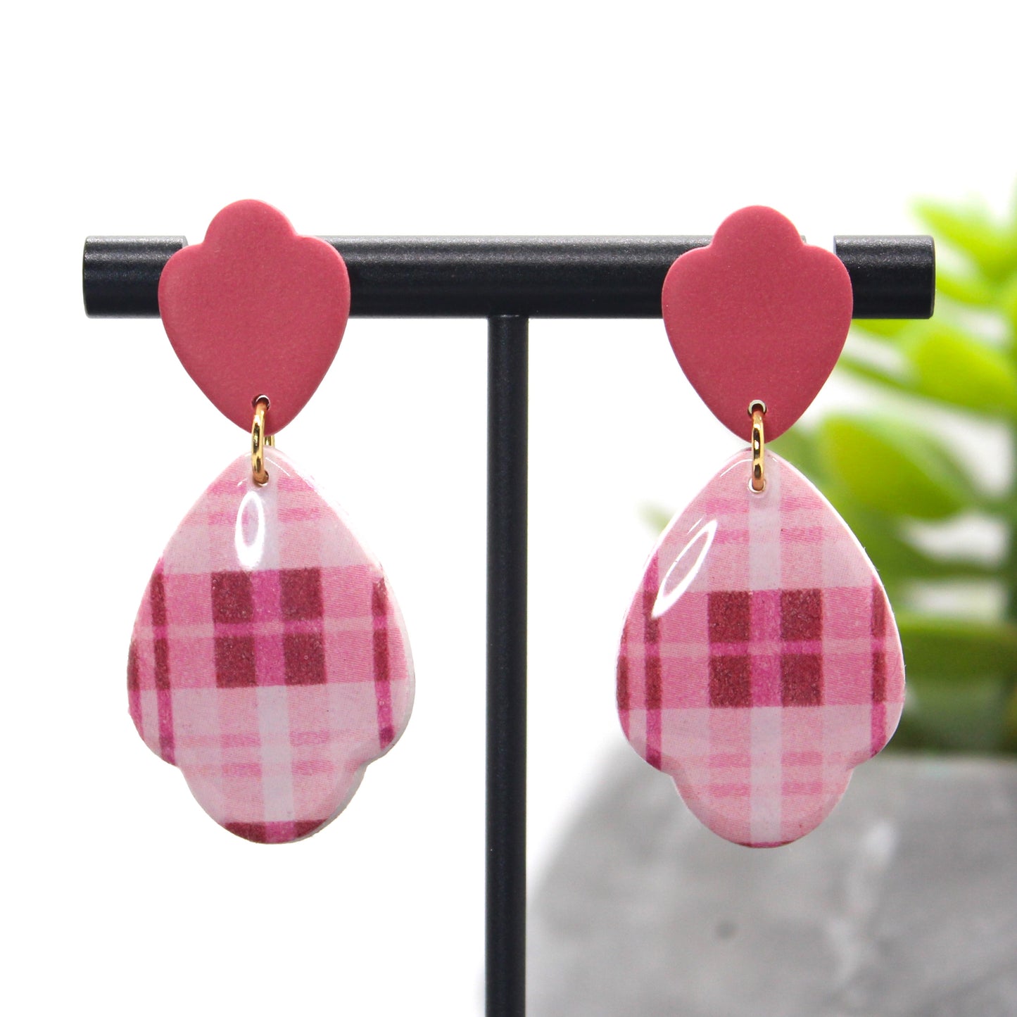 Plaid & Pink Dangles