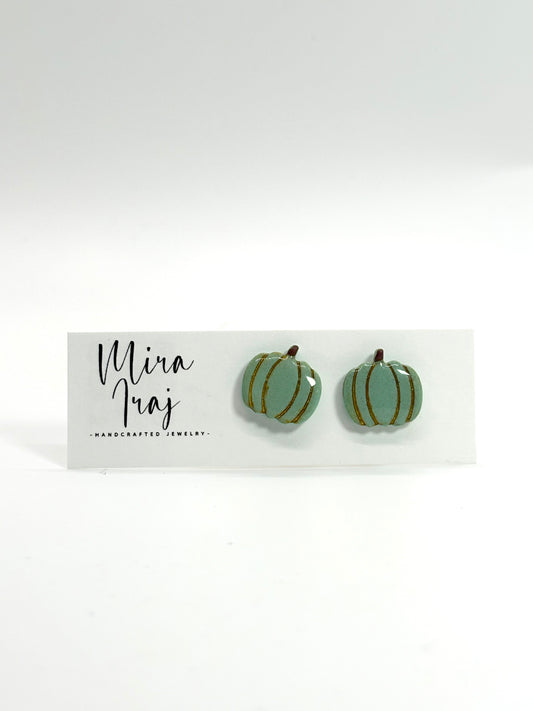 Teal Mini Pumpkin Studs